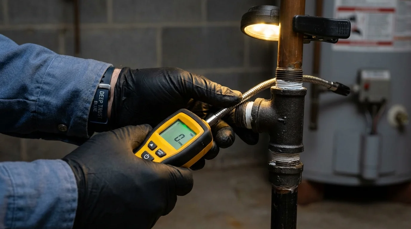 Gas leak detection with electronic sniffer by Johns Plumbing LLC in Niles