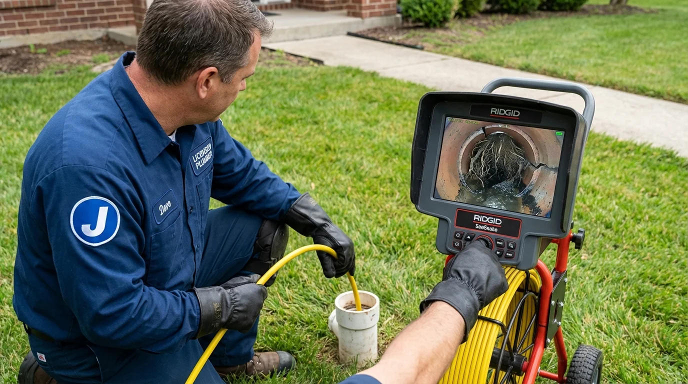 Sewer camera inspection being performed by Johns Plumbing LLC in Niles